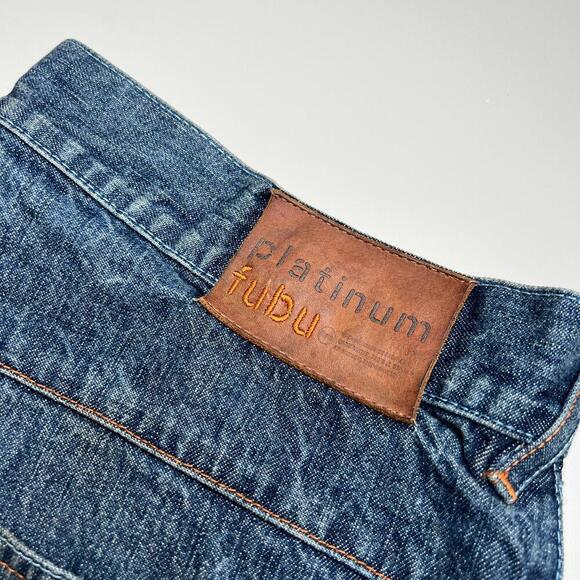 Platinum FUBU Fat Albert Jeans W36 L32 Denim Embroidered Junkyard Hip Hop Y2K - Picture 10 of 15